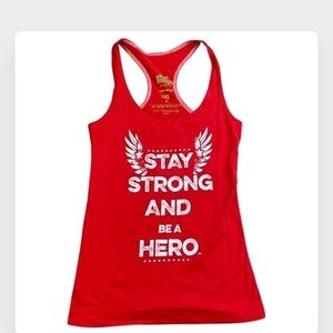 Raw Threads * Stay Strong and Be A Hero Running Race Day Tank Top